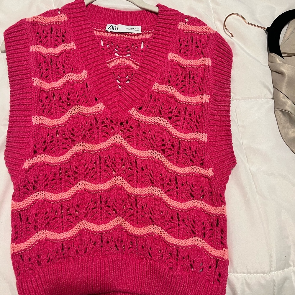 Pink knit vest